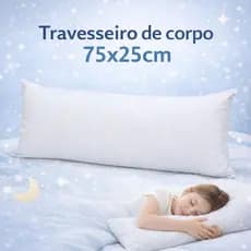 Travesseiro de Corpo Infantil 75x25cm Macio Antialérgico Conforto Ideal Criança e Cama Solteiro