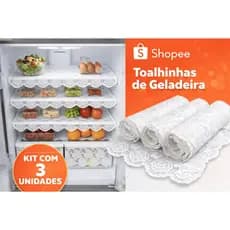 Kit 3 Toalhas Geladeira 35x50 PVC Rendado Antiderrapante Decorativo Fácil Limpeza