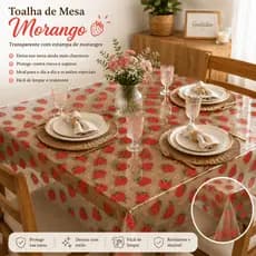 Toalha de Mesa Cristal Transparente Estampada  Impermeável PVC 4 6 8 Lugares