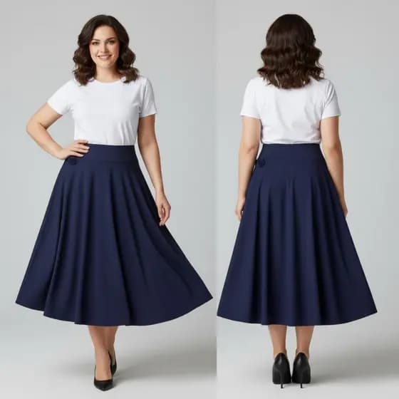 Saia Midi Godê Preta Lisa Veste Super Bem Moda Evangelica Cristã