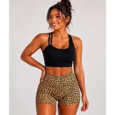 Conjunto Fitness Feminino Top com Bojo + Short Academia Cintura Alta Modelador
