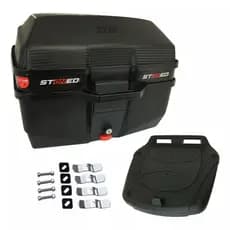 Baú Bauleto Moto 35 litros Stoned Tracker Base Universal Kit Fixação Completo Reforçado Novo