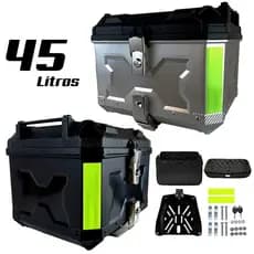 Baú Bauleto para Moto 45 litros Universal Com Forro e Base Kit Fixação Completo Trava Anti Furto