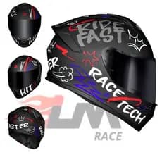 Capacete Fechado Moto Race Tech Hit Faster Preto Fosco + Narigueira Masculino Feminino Original Novo