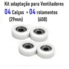 KIT com  04 ROLAMENTOS 608 +  04 CALÇOS para rolamentos 608