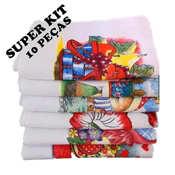 Jogo de Pano De Copa Prato  Kit Com 10 Peças