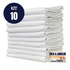 Kit 10 Pano Prato Pé De Galinha Com Bainha Liso Branco Atacado Para Pintura ou Bordado Tamanho Grande Com Bainha