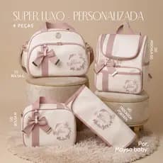 Bolsas Maternidade Personalizado Conjunto de Super Luxo 4 Peças Essenciais