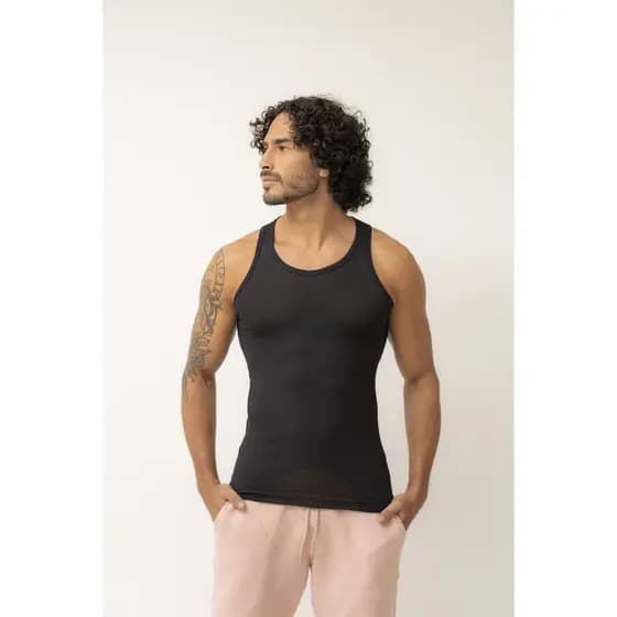 KIT 2 Regatas Caneladas Masculinas Camisa Estilo Americana Básica Justa ao corpo