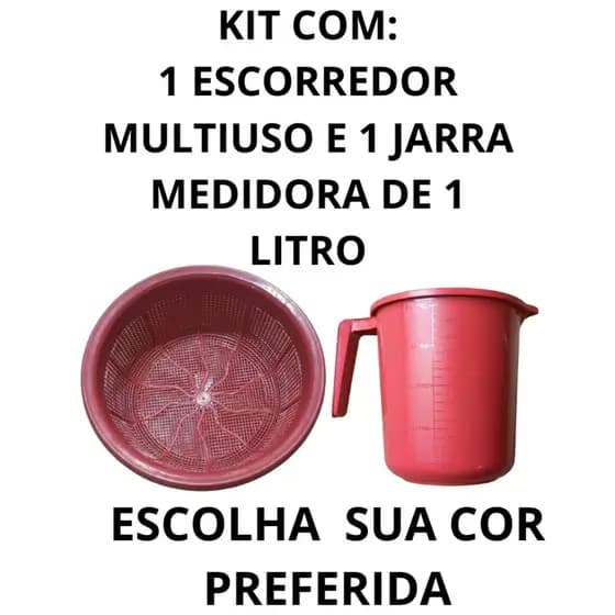 Kit Cozinha: Jarra Medidora 1L e Escorredor de Louça Multiuso - Utensílios de Cozinha Essenciais