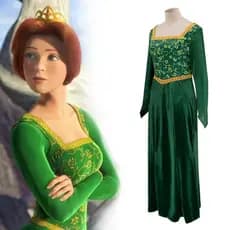 Monster Shrek COS Roupas Femininas Princesa Fiona Vestido Verde