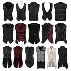 Novas roupas masculinas Medieval Retro gótico vestido longo colete traje de Halloween