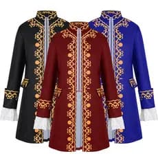 Novo produto masculino Medieval de manga comprida gola alta jaqueta smoking vestido de noite roupas