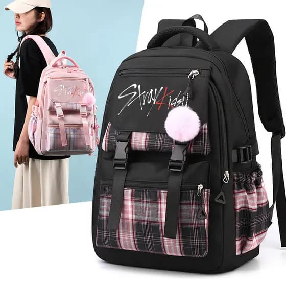 Stray kids combinação mercadoria mesmo estilo mochila mochila versão coreana estudante das mulheres dos homens grande ca