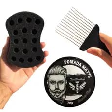 Kit 01 buchinha nudread + 01 Pomada matte + 01 pernte garfo aço