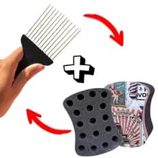 Esponja Nudred Nudread Bucha Enrolar Cabelo + Pente Garfo Afro de aço