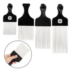 Pente Garfo Aço Afro Black Power Dentes De Aço