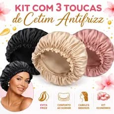Kit 3 unidades Touca de Cetim Antifrizz