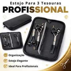 Estojo P/3 Tesouras Cabeleireiro - Porta Tesouras E Navalhas
