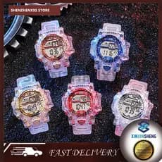 Moda Relógio Das Mulheres Dourado Lazer Digital Transparente Esportes Eletrônico Presente Dos Namorados Feminino Reoj Mujer Arco-Íris