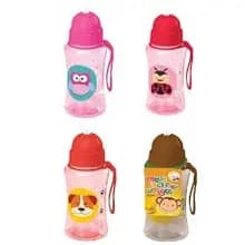 Garrafinha Squeeze Infantil Plástico Canudo com Alça 400 Ml Bichinhos