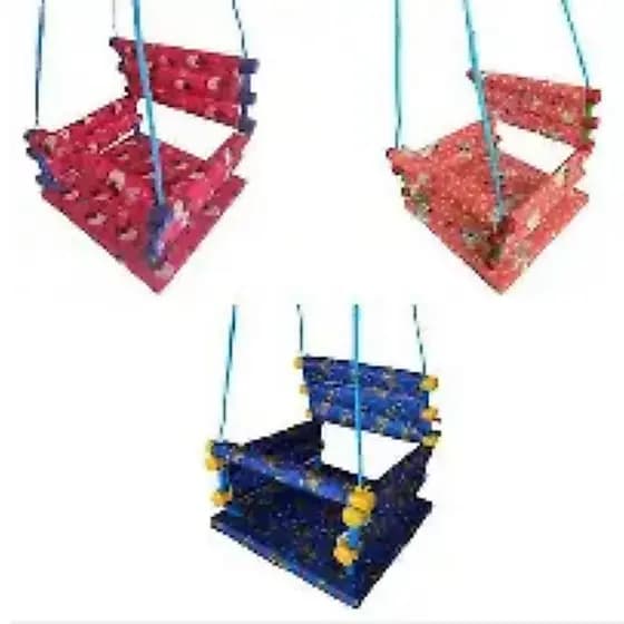 Balanço de Madeira Forrado Infantil, Com Corda, resistente, Suporta até 31 kg, Coloridos