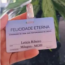 Crachá Congresso 2026 - Felicidade Eterna  JW - Em Plástico - Personalizado com nome e congregação