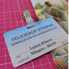 Crachá Congresso 2026 JW - Felicidade Eterna  - PVC Personalizado com nome e congregação