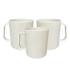 Kit C/ 15 Caneca Plástica Branca e Preta Escolar Leite Lisa