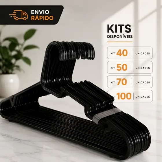 Kit Cabides Para Roupas Cabide Reforçado Organizador de Guarda Roupa Arara