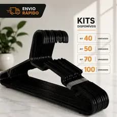 Kit Cabides Para Roupas Cabide Reforçado Organizador de Guarda Roupa Arara