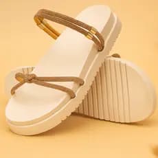 Papete Sandália Birken Aylla Strass Feminina Off White Glamour