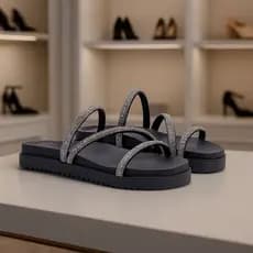 Sandália Papete Birken Feminina – Design Moderno com Brilho e Conforto Envio Imediato