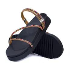 Papete Sandália Birken Aylla Strass Feminina Off White Glamour Envio Imediato