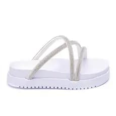 Birken Papete Feminina Sandalia Plataforma Flat Brilho Strass Leve Macia Confortável Promoção
