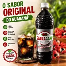 Xarope concentrado Guaracamp Zero Açucar Guarana Natural 1 litro- 1 unidade