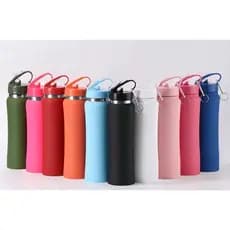 Garrafa Térmica Inox Squeeze com Bico Flip Com Chaveiro Emborrachada 350ml 600ml 800ml