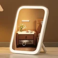 Espelho LED Maquiagem De Mesa 3 Cores Touch Portátil Dobrável  Recarregável