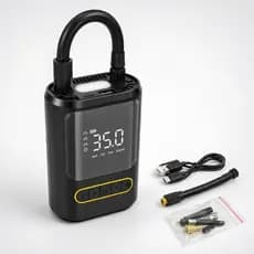 Mini Compressor de Ar Portátil Digital 150 PSI Recarregável com LED Power Bank para Carro Moto Bike e Bola