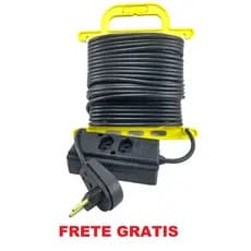 Extensão Elétrica 15 Metros cabo Pp 2x1mm Tomada Dupla com Suporte
