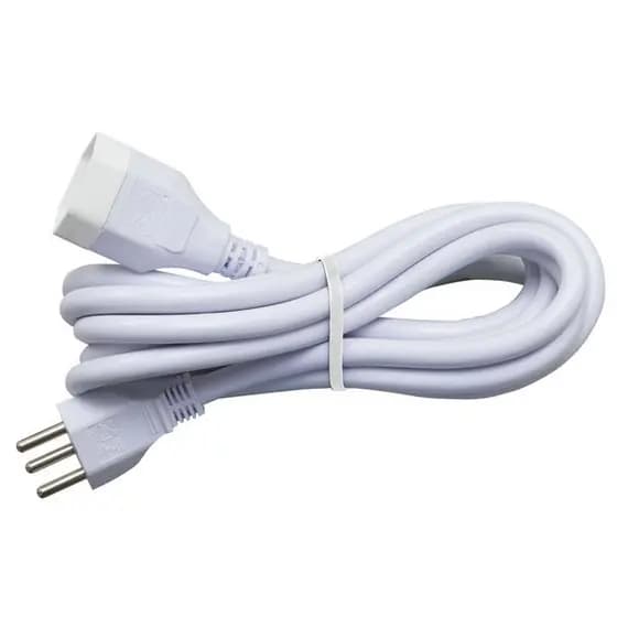 Cabo Prolongador 20A 1 Metro Plug Reto com 3 Pinos Branco