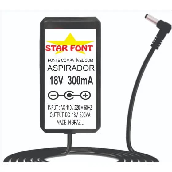 Fonte Carregador DC 18V 300mA Para Aspirador Electrolux Rapi4