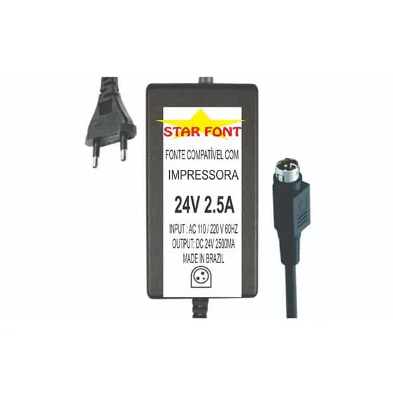 Fonte DC 24V 2.5A Para Impressora Termica Daruma
