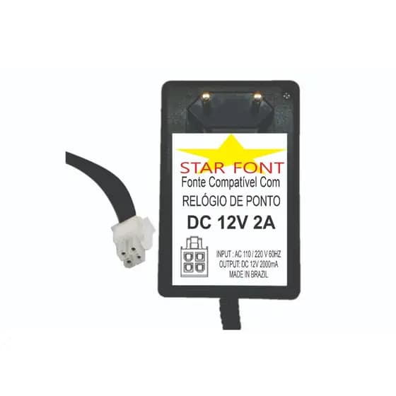 Fonte DC 12v 4 Vias Relogio De Ponto Dimep Printpoint 2 D15719559