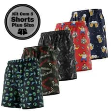 KIT 5 SAMBA CANÇÃO PLUS SIZE ADULTO ESTAMPADO PERSONAGENS MASCULINO