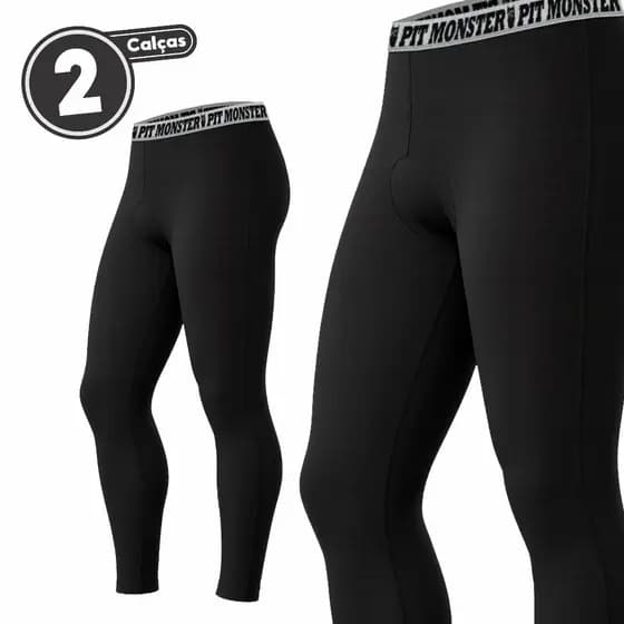 KIT 2 Calça Térmica Segunda Esportivo Masculino Pele Proteção UV50 + Microfibra PitMonster