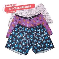 Kit com 3 Pijama Baby Doll Somente o Short Avulso Short de Malha Estampas Sortidas
