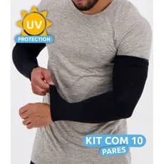 Kit com 10 Pares de manguito térmico proteção solar UV50+ segunda pele esportes