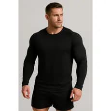 Camiseta de compressão térmica Segunda Pele masculina manga longa Lisa  Proteção Uv Unissex