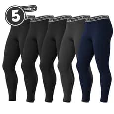 Kit Com 5 Calça Térmica Segunda Pele Esportivo Masculino Microfibra PitMonster